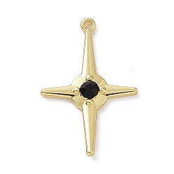 Light Gold Подвески из черного стекла с покрытием из сплава, без кадмия, без свинца и без никеля, граненые, звезды прелести, золотой свет, 34x23x4 мм, отверстие : 1.4 мм