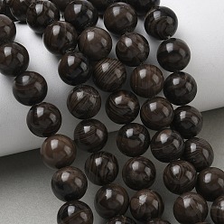 Деревянный Кружевный Камень Натуральное дерево каменным кружевом бисер нитей, круглые, 10~10.5 мм, отверстие : 0.8 мм, около 37 шт / нитка, 15.24''~15.35'' (38.7~39 см)