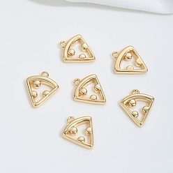 Настоящее золото 14K Латунные подвески, сырные прелести, реальный 14 k позолоченный, 15x12.5x2.5 мм, отверстие : 1 мм