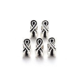 Античное Серебро Европейские бусины из сплава тибетского стиля настройки для эмали, бусины с большим отверстием, без кадмия и без свинца, осведомленности ленты, античное серебро, 11.5x6x7.5 мм, Отверстие : 5 мм , около 500 шт / 1000 г