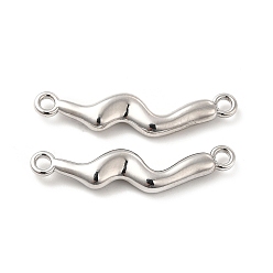 Платина Подвески из сплава для покрытия стойки, без кадмия и без свинца, волновые ссылки, платина, 6x27x2.5 мм, отверстие : 1.6 мм