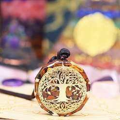 Тигровый глаз Подвески из натурального тигрового глаза из смолы, плоско-круглые, 36x11 мм