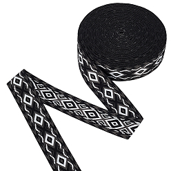 Черный 10ярдов полиэстеровой ленты в этническом стиле с ромбами, для аксессуара одежды, чёрные, 1-1/2 дюйм (38 мм)