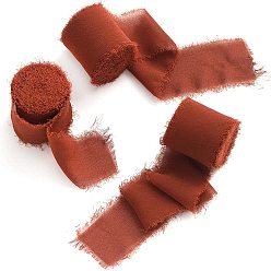 Коричневый 5м полиэфирная шифоновая лента, Лента с необработанными краями для изготовления ювелирных бантов своими руками, Подарочная упаковка, коричневые, 1-5/8 дюйм (40 мм), около 5.47 ярдов (5 м) / рулон