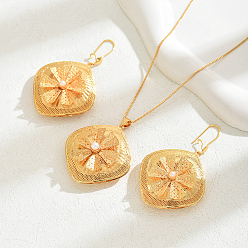 Золотой Комплекты из серег и ожерелий с подвесками в виде преувеличенных железных ромбов для женщин, с пластиковой имитацией жемчуга, золотые, ожерелья: 17.91 дюйм (45.5 см)