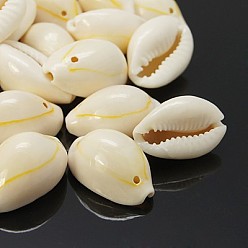 White Cowrie Shell Pendants, White, 17~22x11~16x9~11mm, Hole: 1mm, about 320pcs/500g