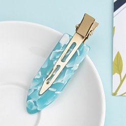 Темно-бирюзовый Заколки из кожи аллигатора из ацетата целлюлозы, аксессуары для волос для женщин и девочек, темные бирюзовый, 67x19 мм