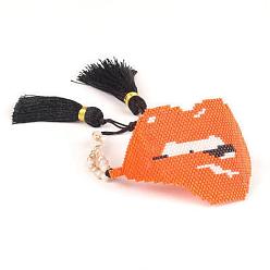 Оранжево-Красный Браслеты ручной работы из стеклянных бусин в богемном стиле для женщин, губа, со стеклом и кисточками, оранжево-красный