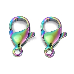 Rainbow Color 304 нержавеющая сталь застежка когтя омара, Радуга цветов, 12x7x3.5 мм, отверстие : 1.2 мм