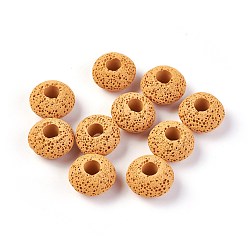 Желтый Бусины из натуральной лавы, окрашенные, рондель, желтые, 15.5~16x9.7~10 мм, отверстие : 5~5.4 мм