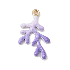 Фиолетовый Подвески из эмали и сплава, коралловые чары, долговечный, золотые, фиолетовые, 22x13.5x2 мм, отверстие : 1.2 мм