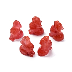 Вишневый Кварц Украшения из синтетического вишневого кварцевого стекла, товары для украшения дома, волк, 38~40x25~29x16~26 мм