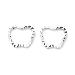 925 Sterling Silver Plated Brass Linking Rings, Long-Lasting Plated, Cadmium Free & Lead Free, Apple, 925 Sterling Silver Plated, 8x9x1mm, Inner Diameter: 6x7.5mm