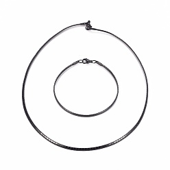 Electrophoresis Black 304 ensembles de colliers et de bracelets en acier inoxydable, avec fermoir pince de homard, placage ionique (ip), électrophorèse noir, 17.7 pouce (45 cm), 3mm, 8-1/8 pouce (20.5 cm) 3x1 mm
