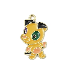 Собака Подвески из эмали и сплава, золотые, китайский зодиакальный амулет, собака, 23x13.5x1.5 мм, отверстие : 1.6 мм