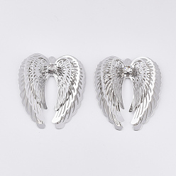 Платина Латунные подвески, с кристально горный хрусталь, без кадмия, без никеля и без свинца, крыло, платина, 32x28x7 мм, отверстие : 1.2 мм
