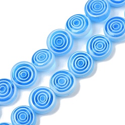 Темно-Голубой Бусы лэмпворк ручной работы, плоские круглые с вихря, глубокое синее небо, 7.5~8.5x3 мм, отверстие : 0.6 мм, около 46~49 шт / нитка, 14.06~14.57'' (35.7~37 см)