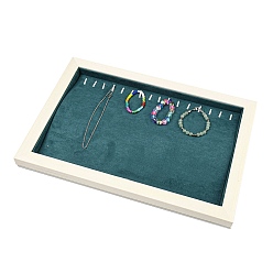 чирок Прямоугольные подвесные ожерелья из ткани из микрофибры, стенды, Держатель-органайзер для ожерелья с основой из белой сосны, зелено-синие, 24.3x34.8x2.45 см