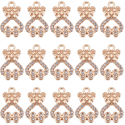 Золотой 40подвески из сплава с кристаллами и стразами, нести прелести, золотые, 20x13x2.5 мм, отверстие : 1.8 мм