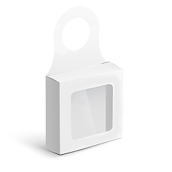 Белый Квадратные подвесные коробки для вина из крафт-бумаги, с окном и ручкой для отверстия, белые, 16 см, коробка: 9x9x3 см