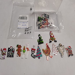Mixed Shapes 24Pcs 12 Styles Christmas Theme Acrylic Pendants, Mixed Shapes, 38~52x25~33.5x2.5mm, Hole: 1.5~2mm, 2pcs/style