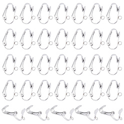 Нержавеющая Сталь Цвет 50шт. 304 фурнитура для сережек-клипс из нержавеющей стали, с горизонтальными петлями, для не проколотых ушей, цвет нержавеющей стали, 16x12x7.5 мм, отверстие : 1.8 мм