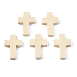 PapayaWhip Wood Pendants, Dyed, Lead Free, Cross, PapayaWhip, 22x15x4~5mm, Hole: 1.5~1.8mm