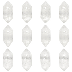 Хрусталь Подвески с двойным наконечником из натурального кварца, горного хрусталя, шарм в виде граненой пули, 18.5~20x8~9x8~9 мм, отверстие : 1.5 мм, 12 шт / коробка