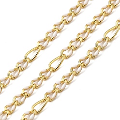 Белый Цепи из латунной эмали ручной работы с овальными звеньями, с катушкой, долговечный, пайки, без свинца и без кадмия, реальный 18 k позолоченный, белые, 4.5~6x2.5~3x0.5~0.6 мм