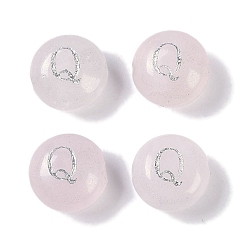 Letter Q Природного розового кварца бусы, рондель с письмом, Буква Q, 8.5~9x5~5.5 мм, отверстие : 1.2 мм