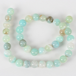 Sky Blue Natural Gemstone Agate Round Bead Strands, Dyed, Sky Blue, 10mm, Hole: 1mm, about 38pcs/strand, 14.96 inch