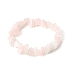 Розовый Кварц Натуральный розовый кварц чип бисером браслеты протяжения, украшения для женщин мужчина, 7-1/4 дюйм (18.5 см)