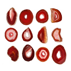 Красный Самородки натурального агата, срезы, звенья, соединительные подвески, окрашенные, красные, 50~110x27~75x5~10 мм, отверстие : 1.8~2 мм, Около 20~40 шт / 1000 г