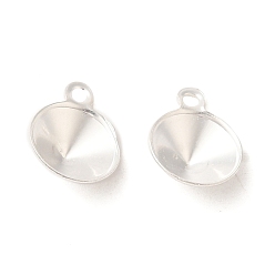 Серебро Ионное покрытие (ip) 304 подвеска из нержавеющей стали с заостренной задней частью и стразами, конус, полированный, серебряные, пригодный для стразов 5.5 мм, 8x6.5x2 мм, отверстие : 1 мм