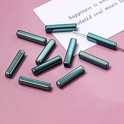 Морско-зеленый Гальванические стеклянные бусины, граненые, прямоугольные, цвета морской волны, 19.5~20x4x4 мм, отверстие : 1 мм