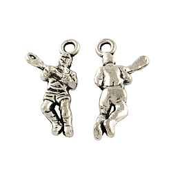 Античное Серебро Тибетский стиль сплава цинка человека подвески, без свинца и без кадмия, античное серебро, 23x11x4 мм, Отверстие : 2 мм , около 833 шт / 1000 г