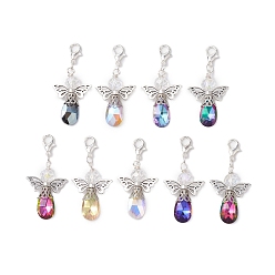 (52) Непрозрачная лаванда 9 шт. ангельские стеклянные подвесные украшения, Подвески из сплава с карабином для украшения брелока для рюкзака, разноцветные, 43 мм