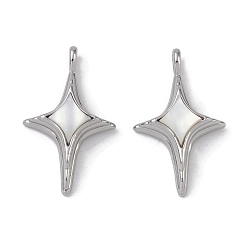 Платина Подвески из латунных ракушек, звезды прелести, платина, 25.5x15x6 мм, отверстие : 2x1.2 мм