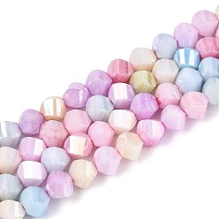 Разноцветный Антикоррозийные гальванические стеклянные бусины, имитация драгоценных камней, твист, с покрытием AB цвета, граненые, два тона, красочный, 5~5.5x6~6.5x6~6.5 мм, отверстие : 1 мм, около 67~68 шт / нитка, 14.76~15.16 дюйм (37.5~38.5 см)