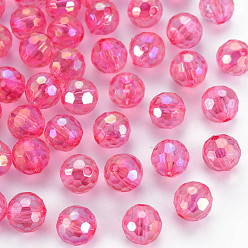 Camellia Transparent Acrylic Beads, AB Color, Round, Faceted, Camellia, 8mm, Hole: 1.6mm, about 1810pcs/500g