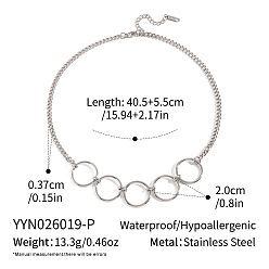 Color de Acero Inoxidable 304 Collares colgantes de eslabones múltiples de acero inoxidable para mujer, libre de deslustre, color acero inoxidable, 15.94 pulgada (40.5 cm)