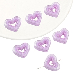 Орхидея 5 шт прозрачные акриловые бусины, бусина в бусине, сердце, сиреневые, 20x23 мм