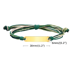 Светло-зеленый Коричневый Регулируемые браслеты из нержавеющей стали с ID-звеньями, со шнуром для женщин, оливковый, 5-1/8~9-1/8 дюйм (13~23 см)