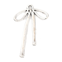 Античное Серебро Сплавочные подвески тибетского стиля, бантом прелести, античное серебро, 32x19.5x2 мм, отверстие : 1.4 мм