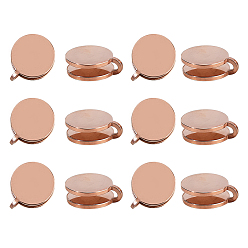 Розовое Золото 12шт 304 серьги-каффы из нержавеющей стали, плоско-круглые, розовое золото , 13x12 мм