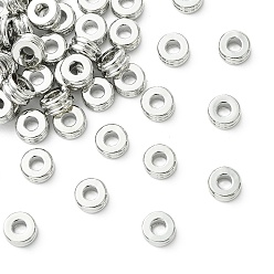 Real Platinum Plated SHEGRACE Flat Round Brass Beads, Column, Cadmium Free & Nickel Free & Lead Free, Real Platinum Plated, 6x6x3mm, Hole: 2.2mm