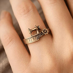 Antique Golden Alloy Sewing Machine Cuff Open Rings, Antique Golden, US Size 4 1/4(15~20mm)