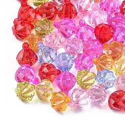 (52) Непрозрачная лаванда Прозрачные акриловые подвески, граненые, рондель, разноцветные, 17~18x15x15 мм, Отверстие : 2 мм , около 375 шт / 500 г