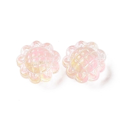 Pink Transparent Spray Painted Glass Beads, Sunflower, Pink, 15x10mm, Hole: 1.2mm
