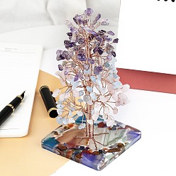 Смешанные камни Украшения из натурального драгоценного камня дерево жизни, Медная проволока, энергетический камень фэн-шуй, подарок для женщин и мужчин, медитация, 89~102x89~102x120~152 мм